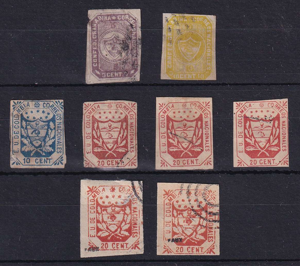 Colombia 1860 — Scott 10-11 & 31-32