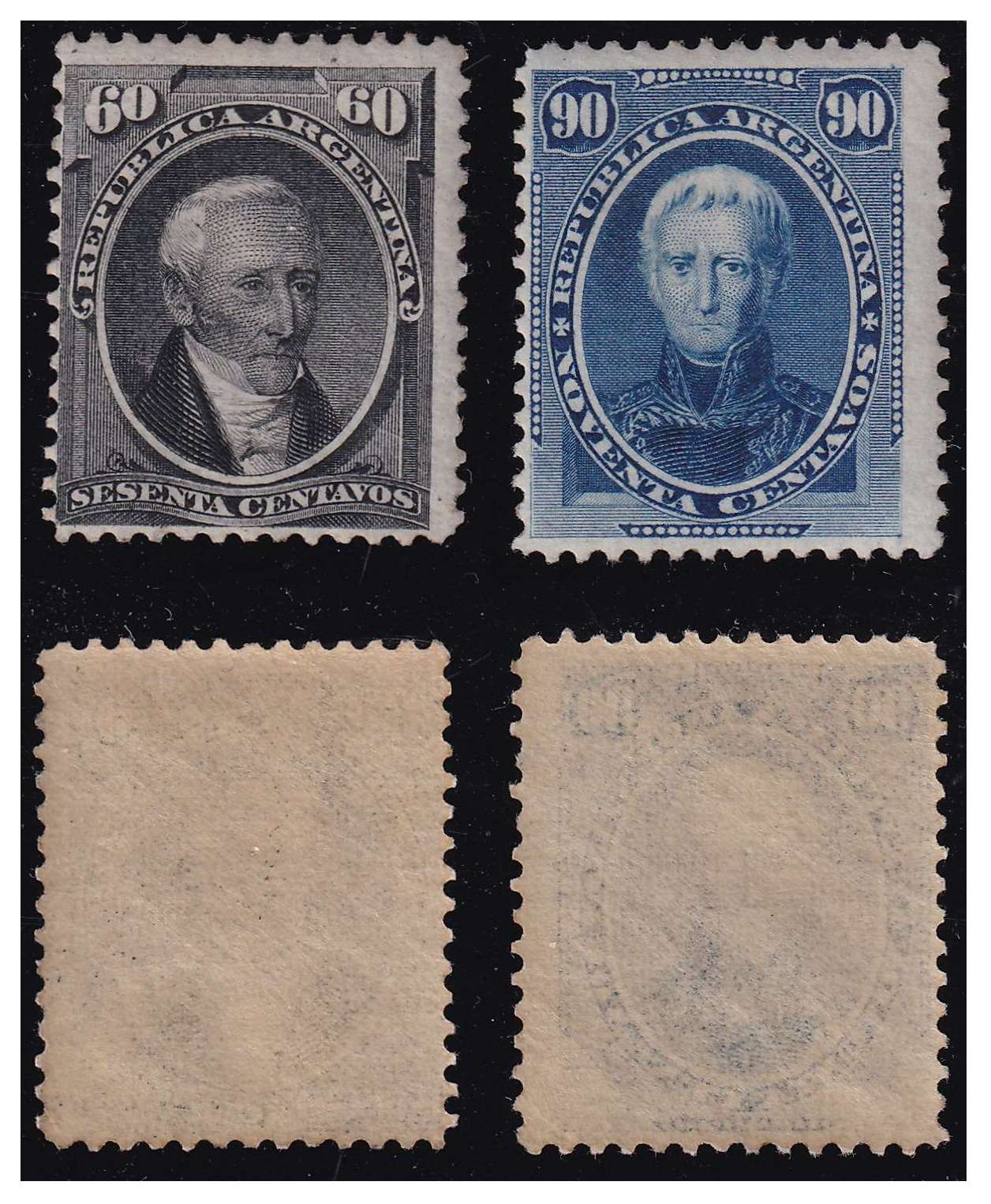 Argentina 1873 — Scott 25 & 26 top values