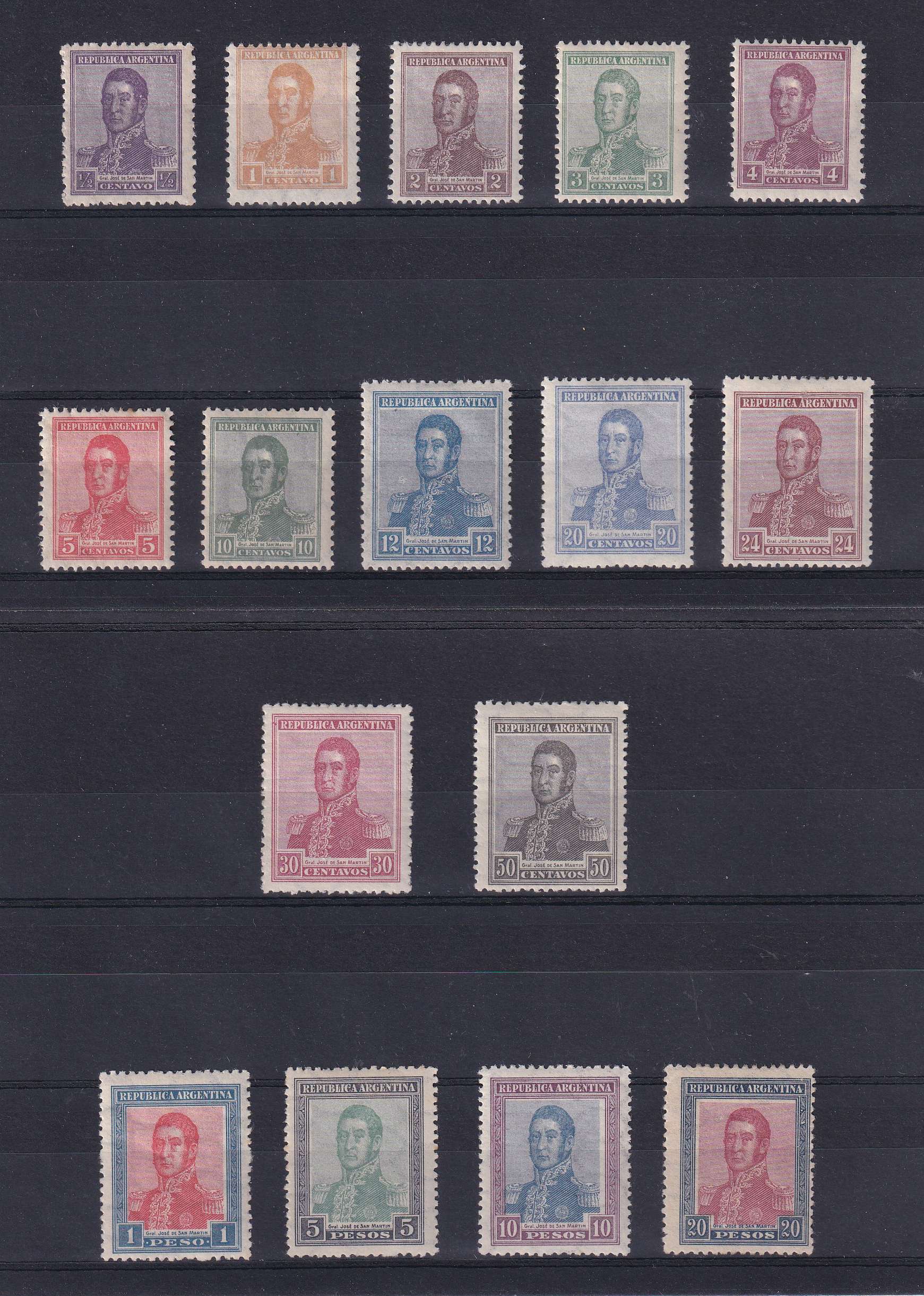 Argentina 1917 — Scott 231-246