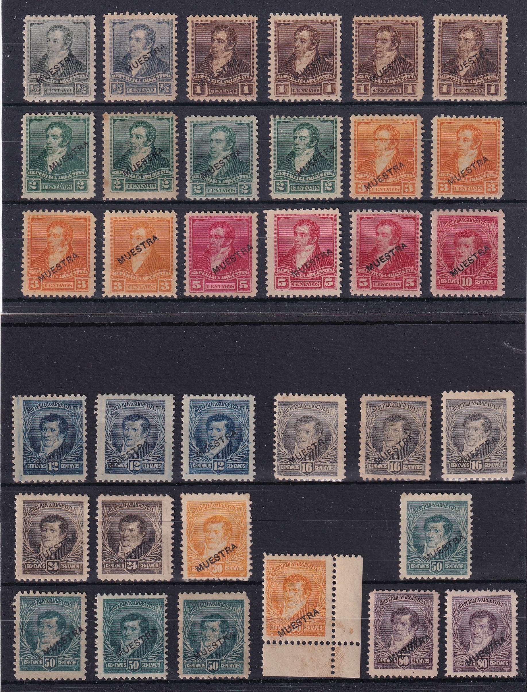 Argentina 1892 — Scott 92-105, 115, 117 & 119