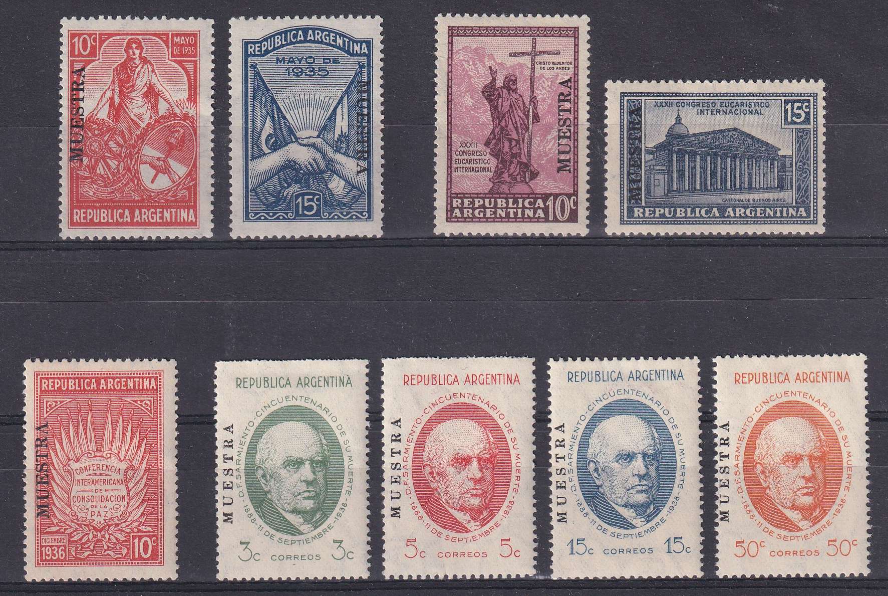 Argentina 1935 — Scott 414-417 & 453-457