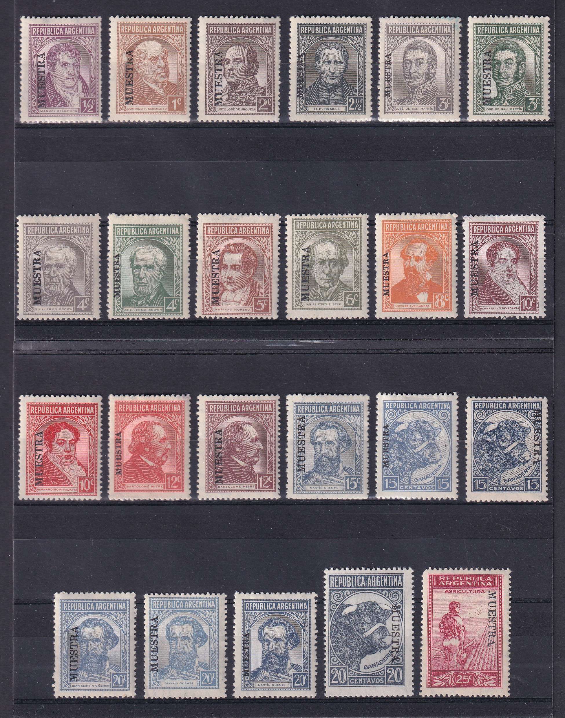 Argentina 1935 — Scott 418 thru 450 not complete but with all top values