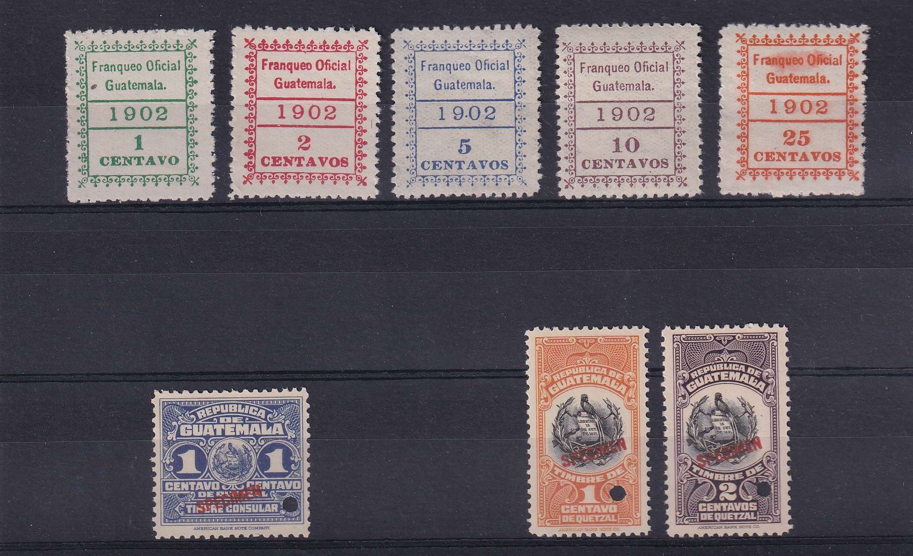 Guatemala 1875 — Scott 9-10, 60-63 & 65-66 (20x), 01-05+ Revenues, Andrews Rc1 & Ss212 - Ss213