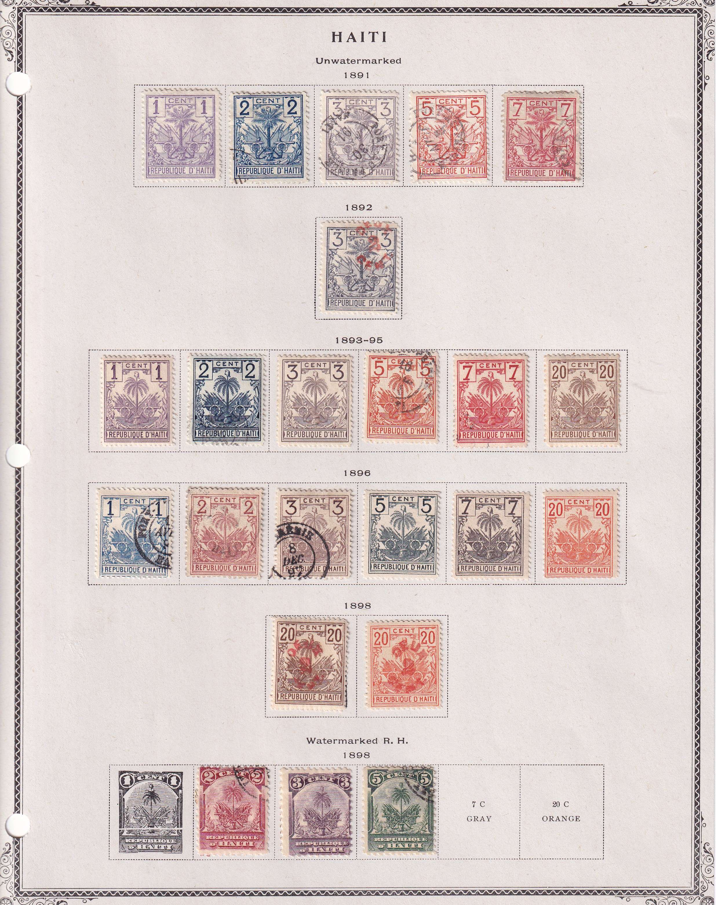 Haiti 1881 — Collection on 3 album pages including full sets & key values