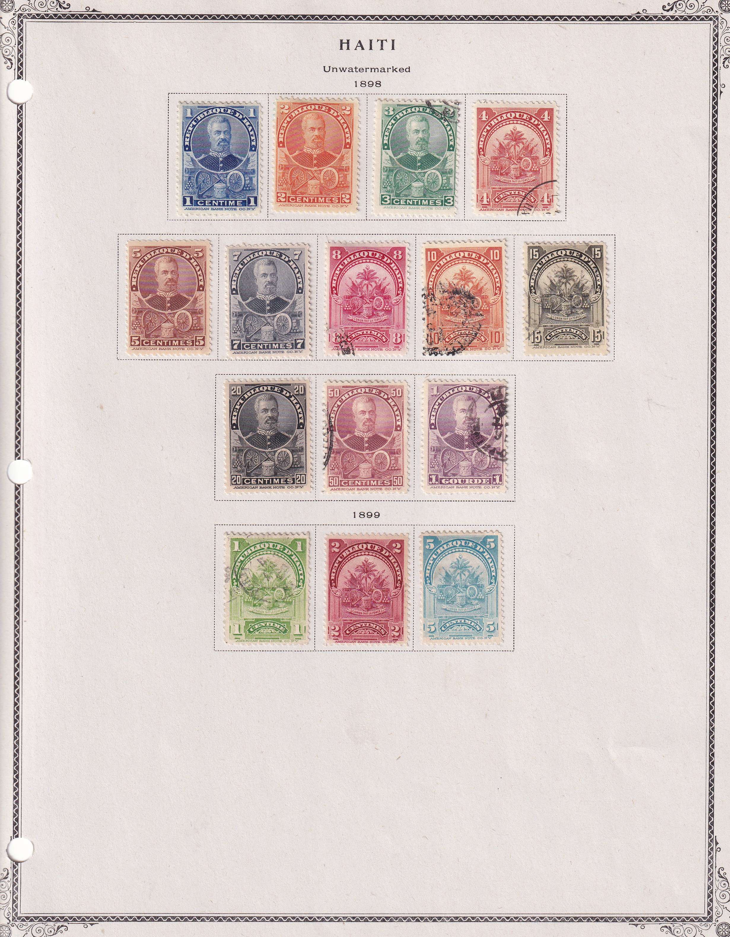 Haiti 1881 — Collection on 3 album pages including full sets & key values