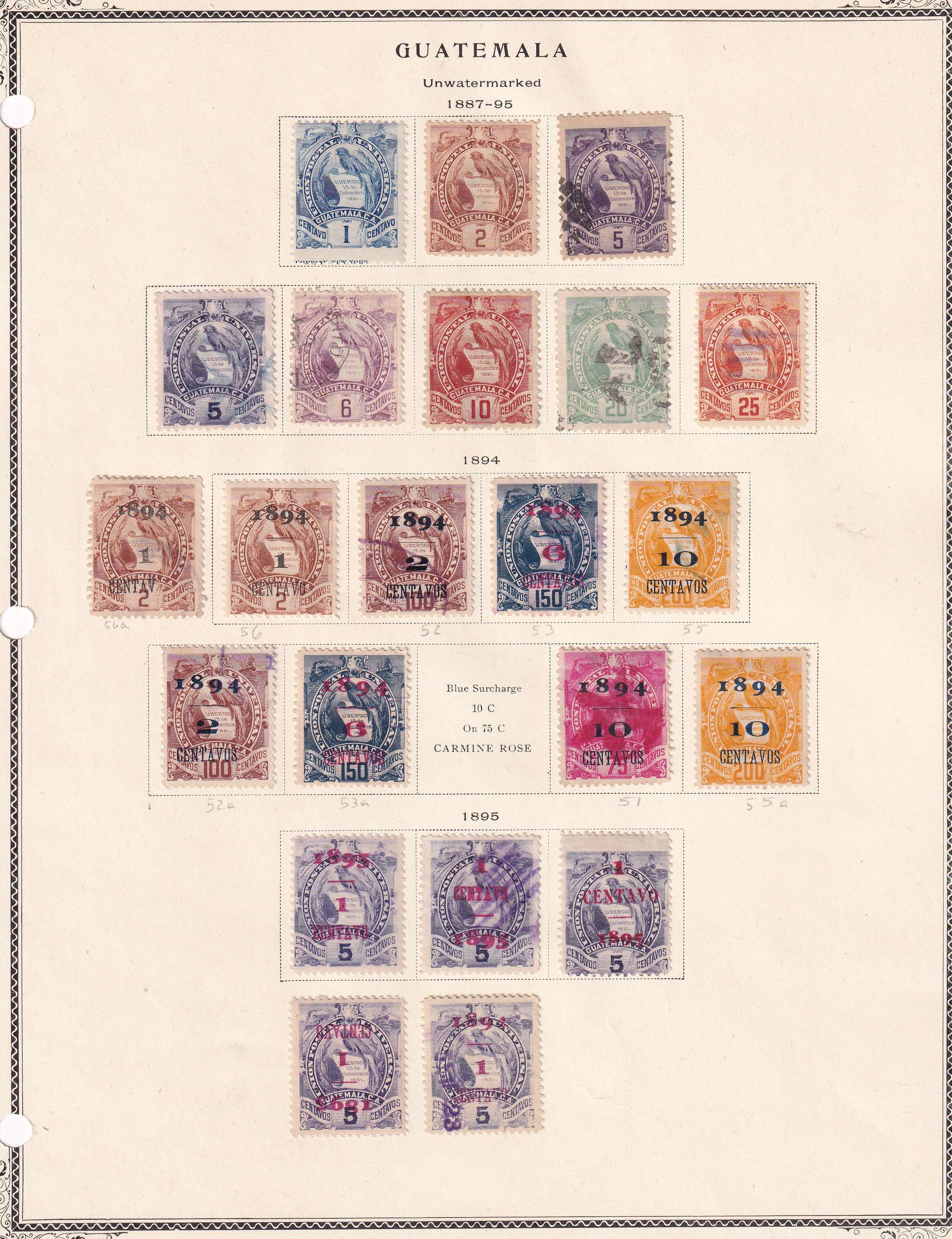 Guatemala 1871 — Better collection on 5 album pages featuring Scott 1 thru 107 chiefly complete with full…