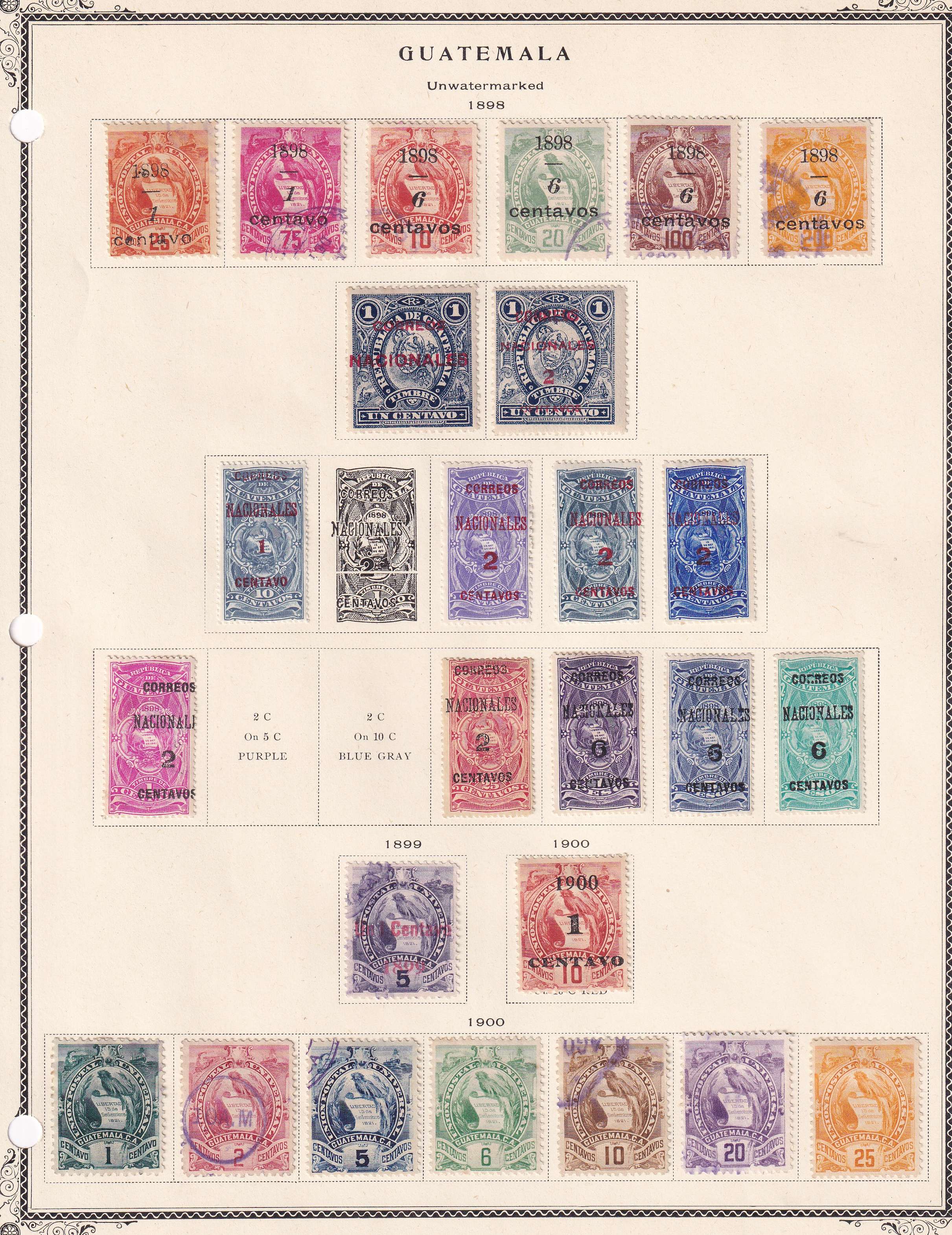 Guatemala 1871 — Better collection on 5 album pages featuring Scott 1 thru 107 chiefly complete with full…